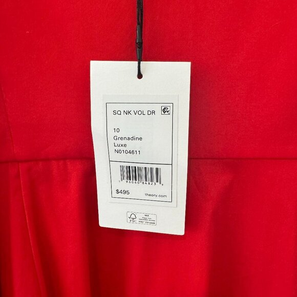 Theory Square Neck Dress in Good Cotton - Size 10 - Picture 5 of 6